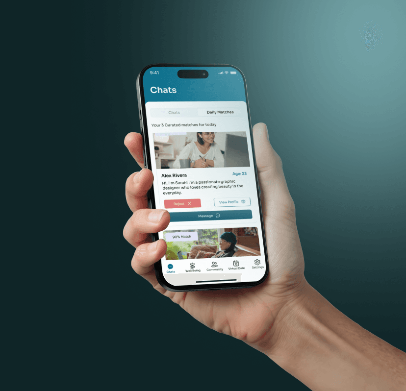 Hand holding a phone displaying the Xparience app
